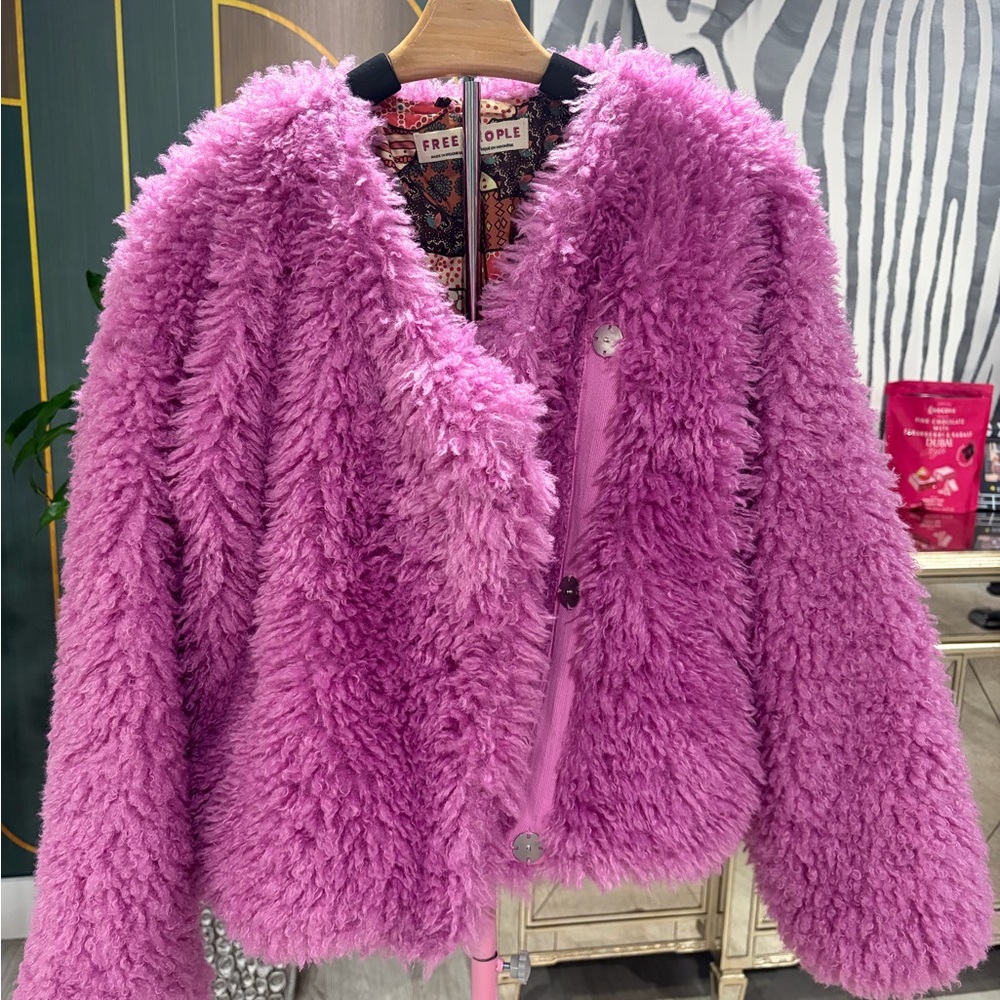 Free People Vibrant Pink and Multicolor Jacket